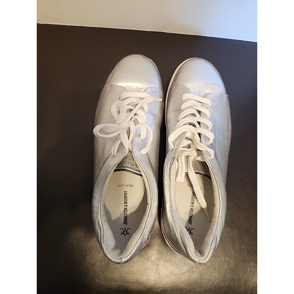 Johnston & Murphy Callie Lace To Toe Women's Sz10m Silver Metallic Sheepskin - Picture 4 of 10